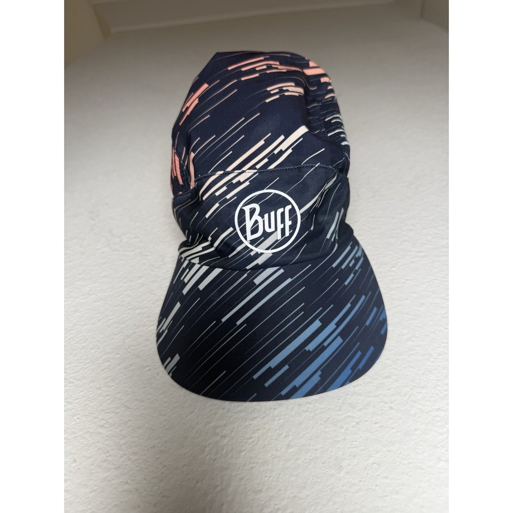Buff Pro Run Cap Blue Multi UPF 50+ Reflective One Size Adjustable Buff Hat